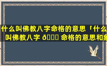 什么叫佛教八字命格的意思「什么叫佛教八字 💐 命格的意思和象征」